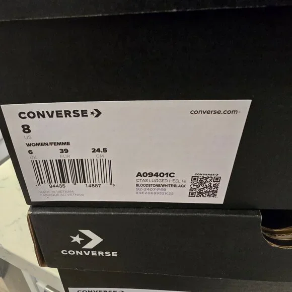 Converse Chuck Taylor All Star Lugged Heel Platform White Bloodstone W Sz 8 NEW - Picture 8 of 11